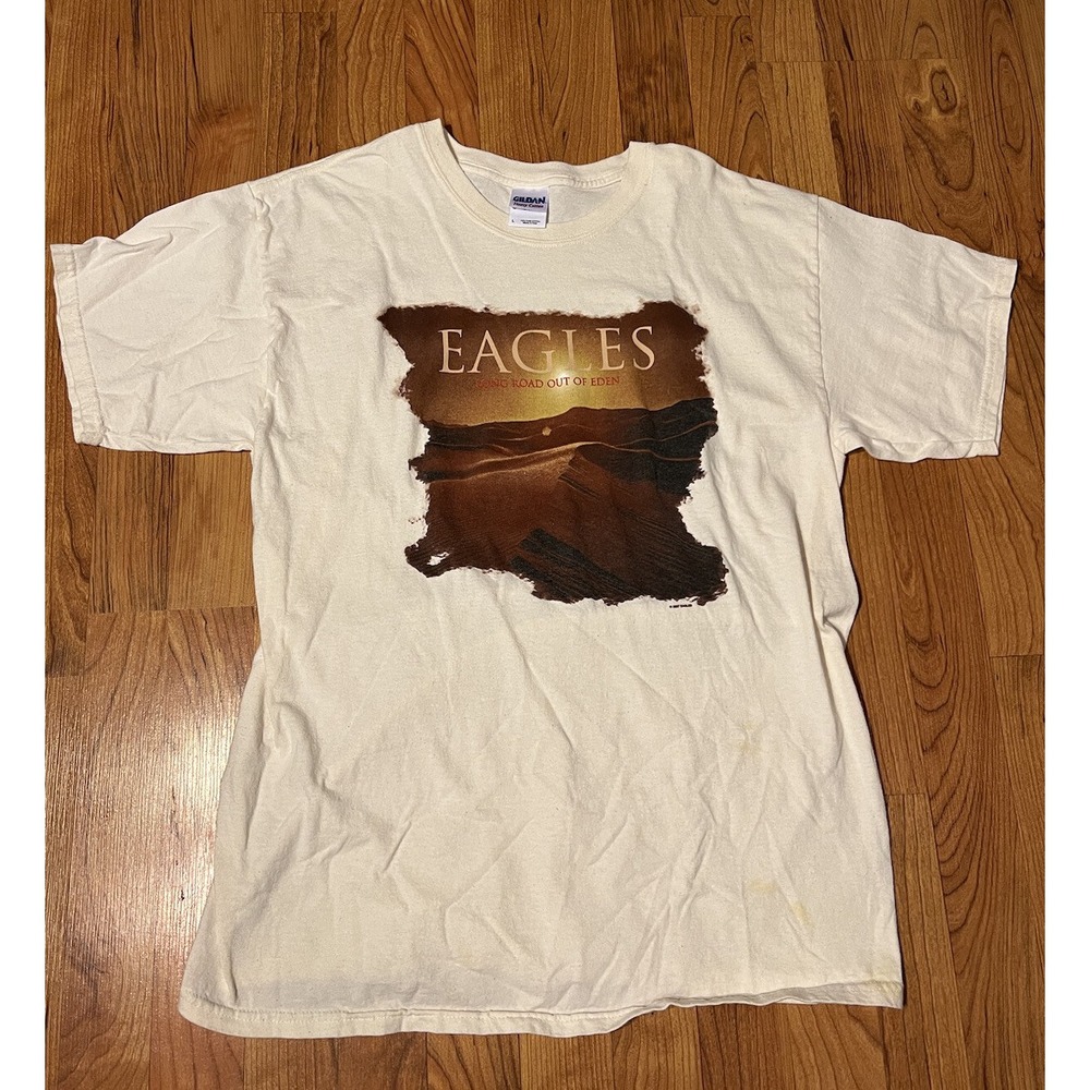 Eagles Long Road Out Of Eden Concert Tour White T-Shirt Men‎ Large 2008-09 Frey